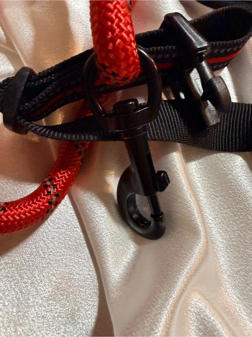 tobeDRI No Pull Dog Harness & Rope Leash Set XL Red Black